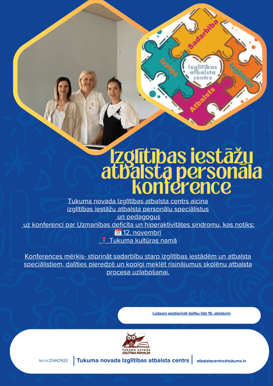 Izglītības iestāžu atbalsta personāla un pedagogu konferences afiša.