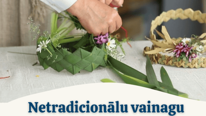 Netradicionālu vainagu pīšanas meistarklases afiša.