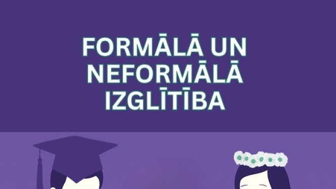 Formālā un neformālā izglītības atšķirību infografika.