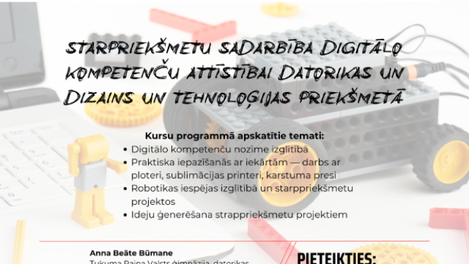 Aicinājuma pieteikties kursos afiša.