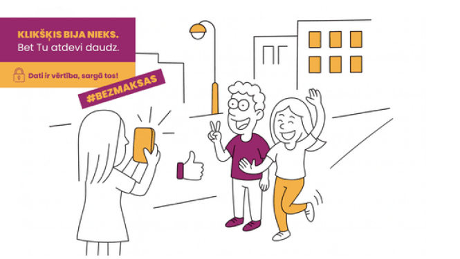 Informatīvās kampaņas grafiska afiša.